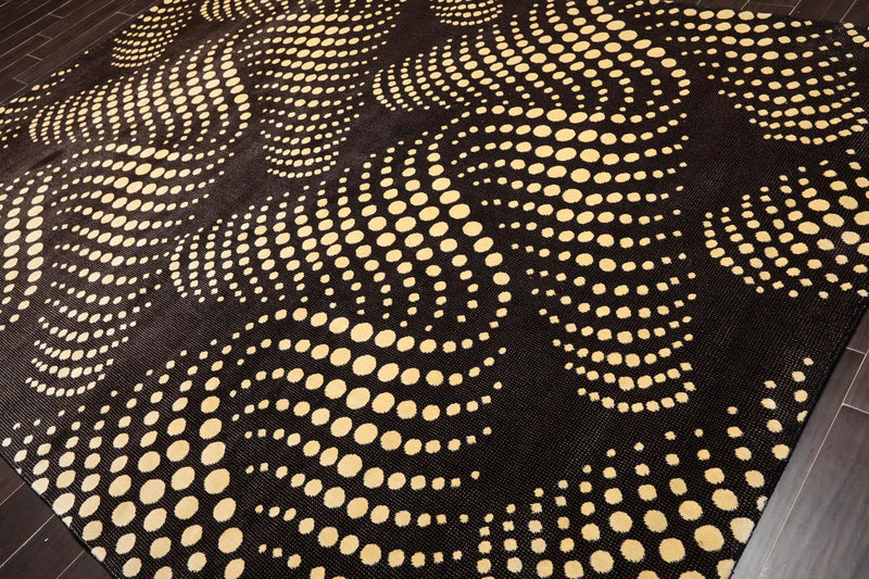 7'6" x 10'10" 100% New Zealand Wool Modern Oriental Area Rug Black