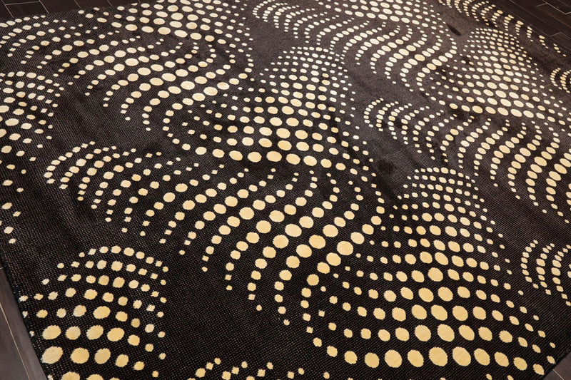 7'6" x 10'10" 100% New Zealand Wool Modern Oriental Area Rug Black