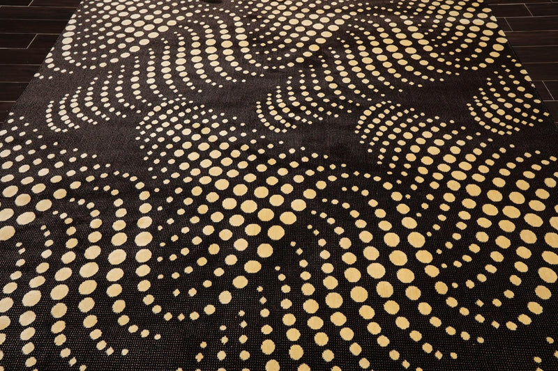 7'6" x 10'10" 100% New Zealand Wool Modern Oriental Area Rug Black