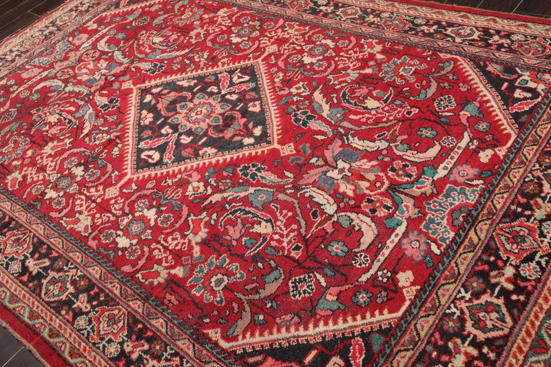 6'11'' x 10'3'' Antique Hand Knotted 100% Wool Sultanabad Oriental Area Rug Red