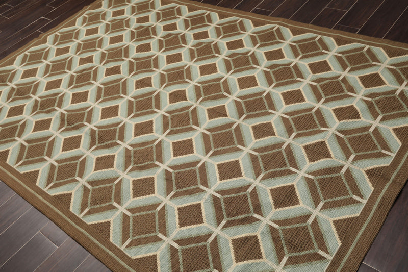 6' x 9'4" Hand Woven Portuguese French Aubusson Flat Weave Wool Area Rug Brown