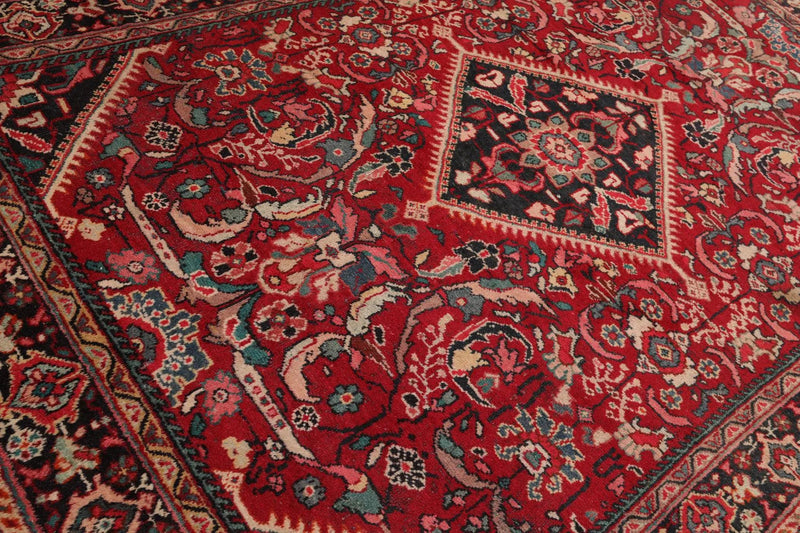 6'11'' x 10'3'' Antique Hand Knotted 100% Wool Sultanabad Oriental Area Rug Red