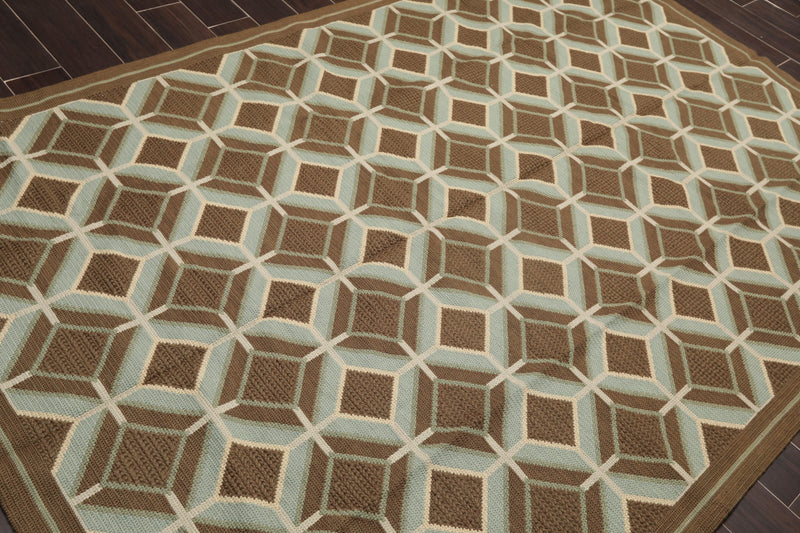 6' x 9'4" Hand Woven Portuguese French Aubusson Flat Weave Wool Area Rug Brown