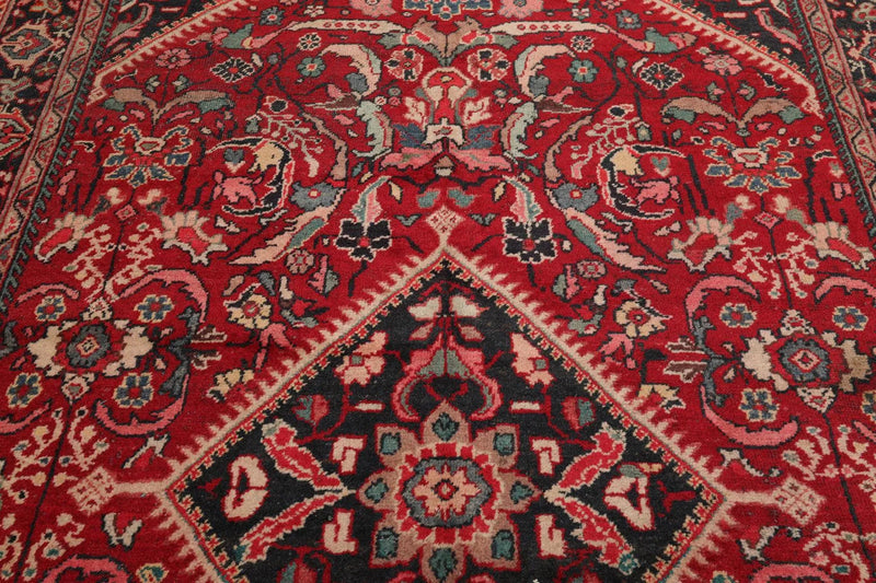 6'11'' x 10'3'' Antique Hand Knotted 100% Wool Sultanabad Oriental Area Rug Red