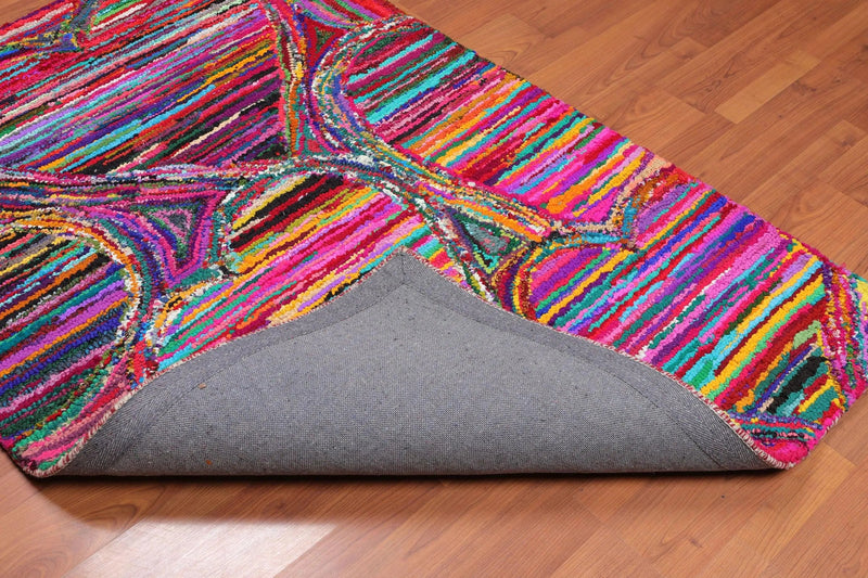 4 x 6 Handmade Abstract 100% Cotton Oriental Area Rug Boho Modern Pink