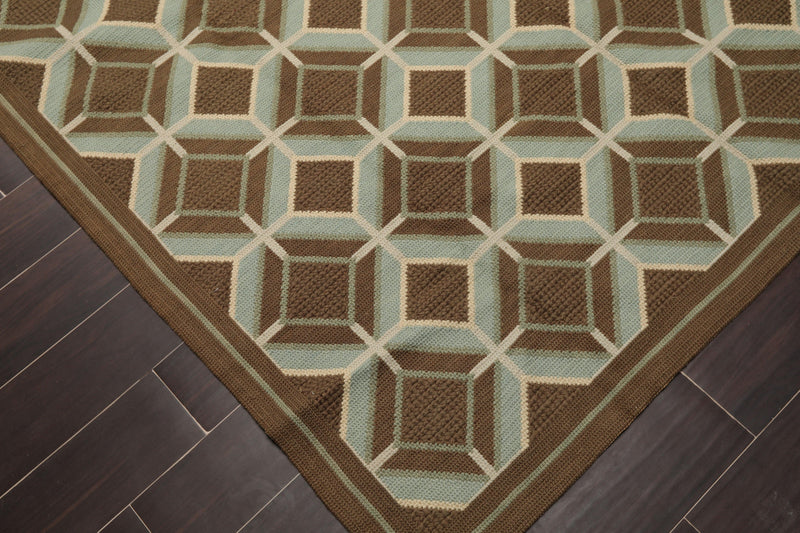 6' x 9'4" Hand Woven Portuguese French Aubusson Flat Weave Wool Area Rug Brown