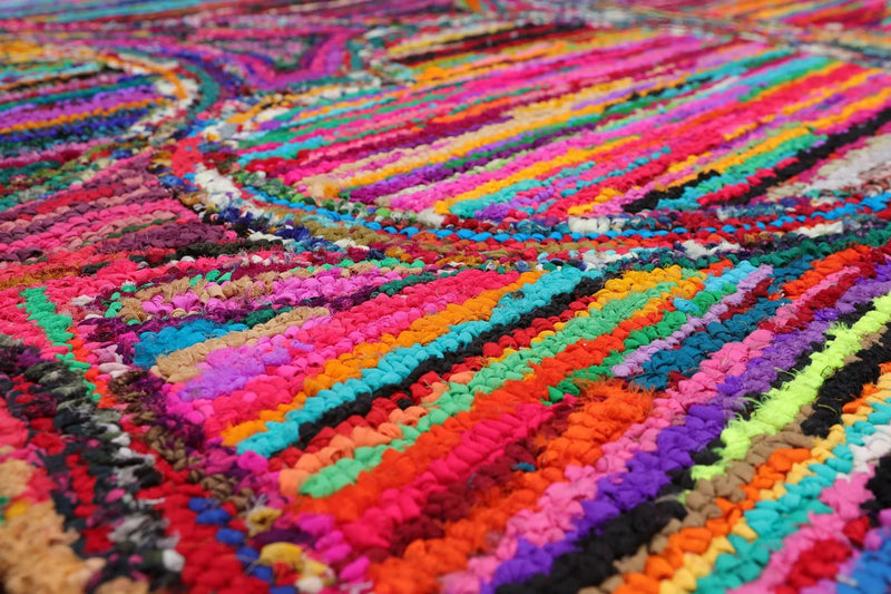 4 x 6 Handmade Abstract 100% Cotton Oriental Area Rug Boho Modern Pink