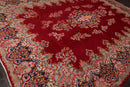 9'8" x 13'2" Vintage Kermaan Hand Knotted 250 KPSI 100% Wool Area Rug Cranberry