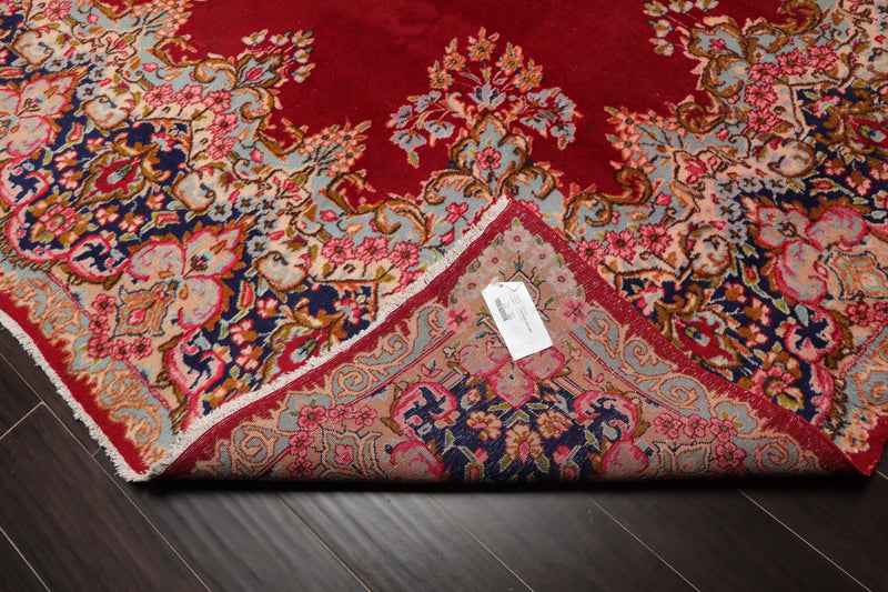 9'8" x 13'2" Vintage Kermaan Hand Knotted 250 KPSI 100% Wool Area Rug Cranberry