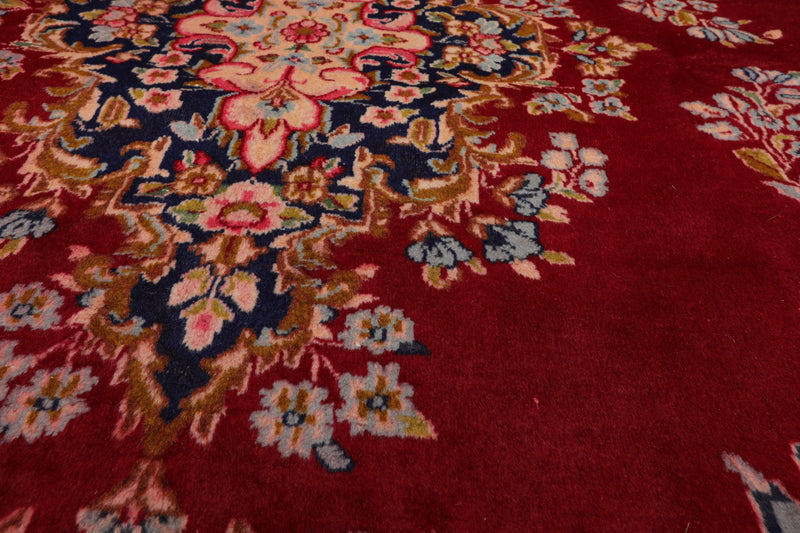 9'8" x 13'2" Vintage Kermaan Hand Knotted 250 KPSI 100% Wool Area Rug Cranberry
