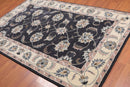 5' x 8' Handmade Floral 100% Wool Oriental Area Rug Charcoal