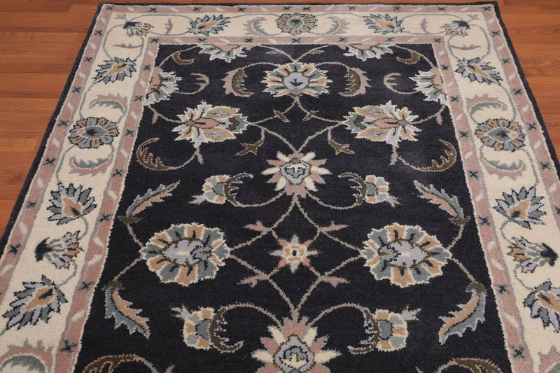 5' x 8' Handmade Floral 100% Wool Oriental Area Rug Charcoal