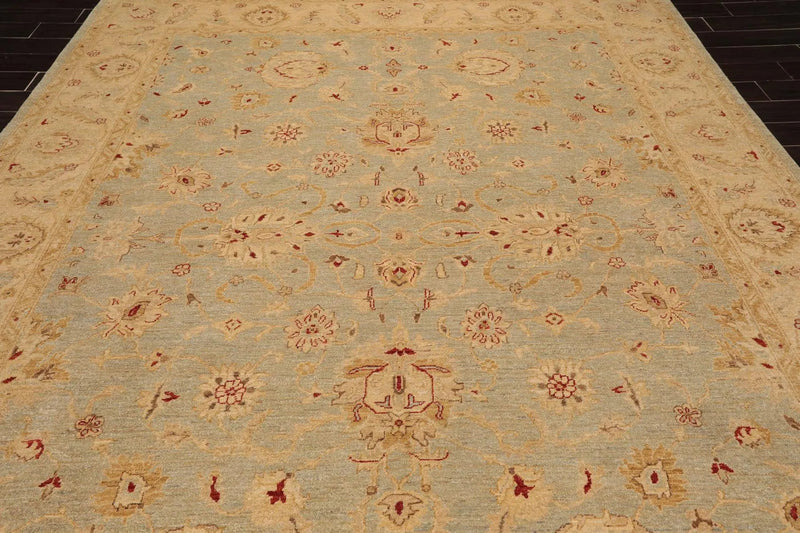 9' x 11'8'' Hand Knotted 100% Wool Peshawar Traditional Oriental Area Rug Aqua