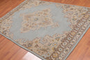 5' x 8' Handmade Medallion 100% Wool Oriental Area Rug Aqua