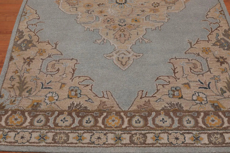 5' x 8' Handmade Medallion 100% Wool Oriental Area Rug Aqua