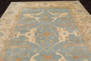 8'11''x 11'9'' Hand Knotted 100% Wool Oushak Traditional Muted Area Rug Blue