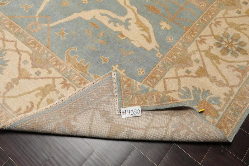 8'11''x 11'9'' Hand Knotted 100% Wool Oushak Traditional Muted Area Rug Blue