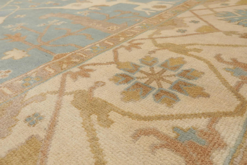 8'11''x 11'9'' Hand Knotted 100% Wool Oushak Traditional Muted Area Rug Blue