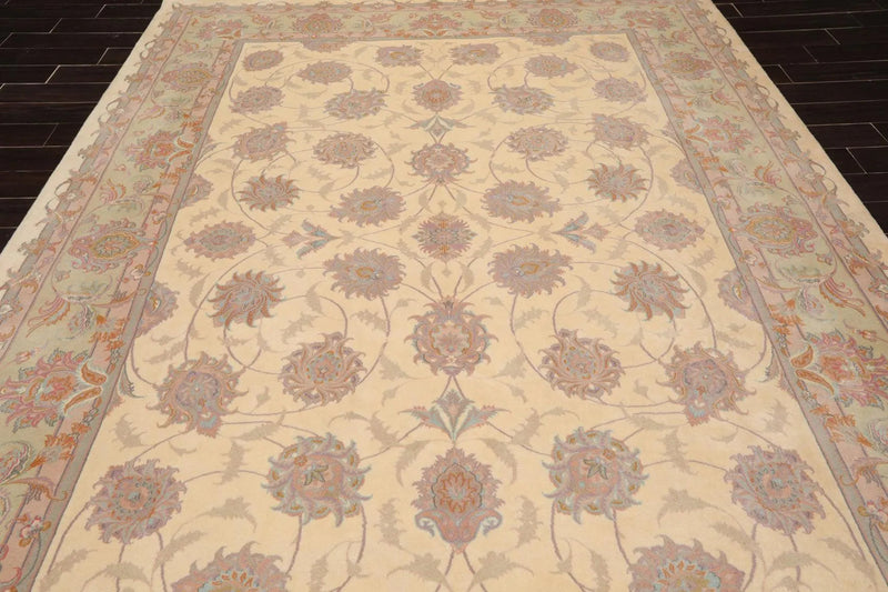 8'3'' x 11'6'' Hand Knotted 100% Wool Ispahan 250 KPSI Muted Area Rug Ivory