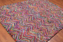 5x8 Pink Hand Tufted Handmade Zig-Zag Medley Cotton Boho Modern Oriental Area Rug