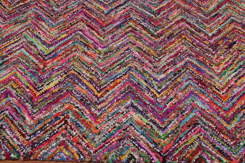 5x8 Pink Hand Tufted Handmade Zig-Zag Medley Cotton Boho Modern Oriental Area Rug