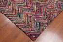 5x8 Pink Hand Tufted Handmade Zig-Zag Medley Cotton Boho Modern Oriental Area Rug