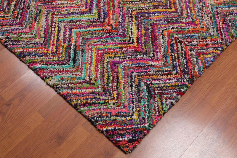 5x8 Pink Hand Tufted Handmade Zig-Zag Medley Cotton Boho Modern Oriental Area Rug