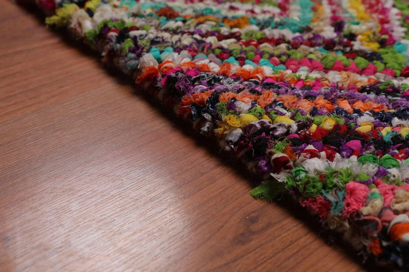 5x8 Pink Hand Tufted Handmade Zig-Zag Medley Cotton Boho Modern Oriental Area Rug