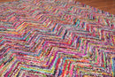 5x8 Pink Hand Tufted Handmade Zig-Zag Medley Cotton Boho Modern Oriental Area Rug