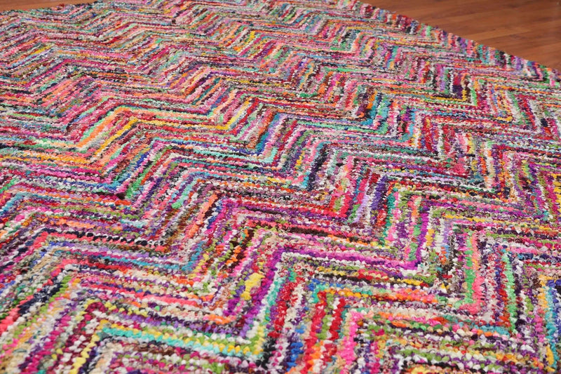 5x8 Pink Hand Tufted Handmade Zig-Zag Medley Cotton Boho Modern Oriental Area Rug