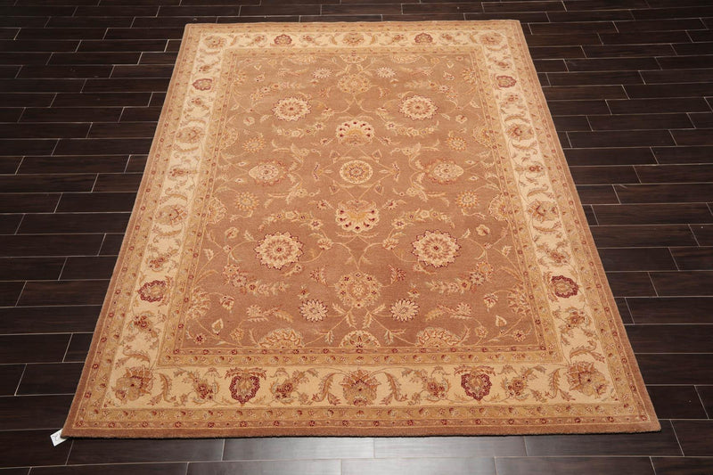 7'9" x 9'9" Handmade Heritage HE09 Olive Wool Area Rug Light Brown