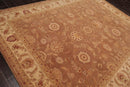 7'9" x 9'9" Handmade Heritage HE09 Olive Wool Area Rug Light Brown
