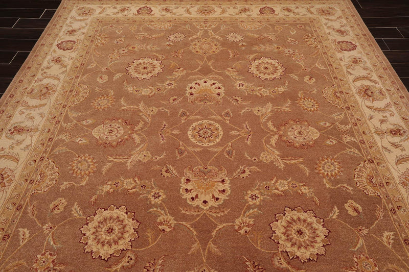 7'9" x 9'9" Handmade Heritage HE09 Olive Wool Area Rug Light Brown