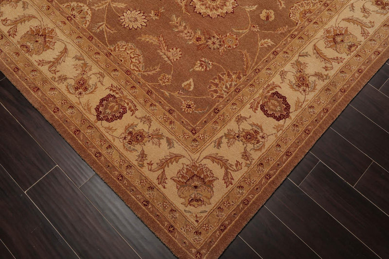 7'9" x 9'9" Handmade Heritage HE09 Olive Wool Area Rug Light Brown