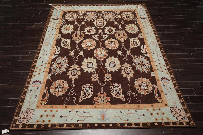 9'2'' x 12'1'' Hand Knotted Arts & Craft Oriental Area Rug Chocolate