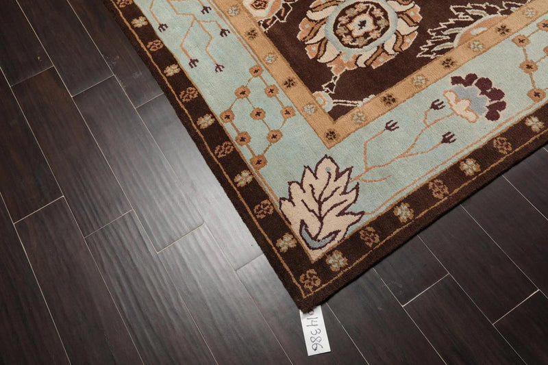9'2'' x 12'1'' Hand Knotted Arts & Craft Oriental Area Rug Chocolate