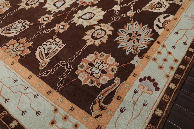 9'2'' x 12'1'' Hand Knotted Arts & Craft Oriental Area Rug Chocolate