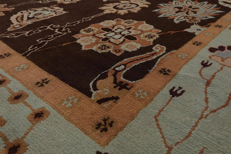9'2'' x 12'1'' Hand Knotted Arts & Craft Oriental Area Rug Chocolate