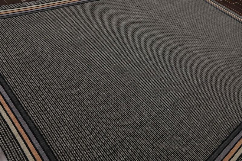 7'9" x 10'10" GR101 Midnight 100% Wool Modern Oriental Area Rug Black