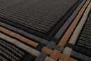 7'9" x 10'10" GR101 Midnight 100% Wool Modern Oriental Area Rug Black