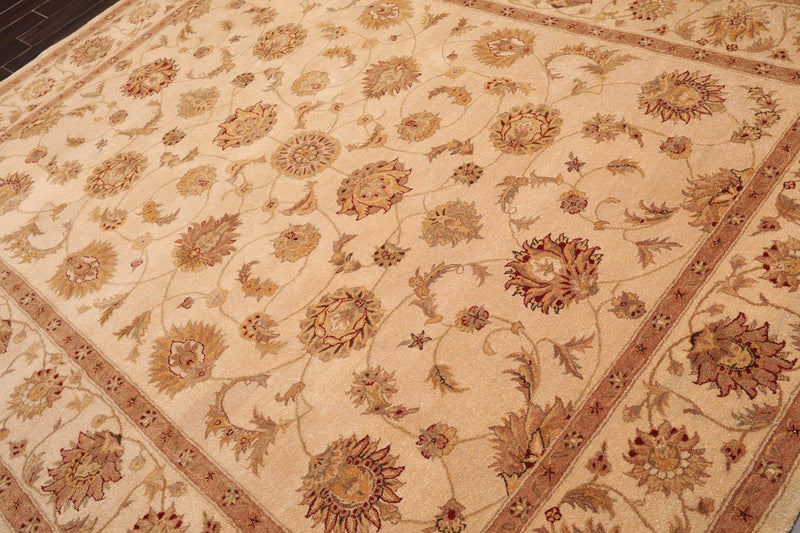 7'9" x 9'9" Handmade 100% Wool Oriental Area Rug Tan
