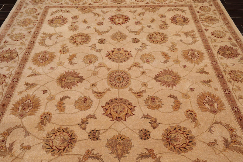 7'9" x 9'9" Handmade 100% Wool Oriental Area Rug Tan