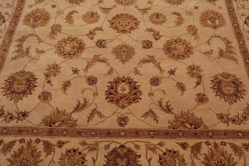 7'9" x 9'9" Handmade 100% Wool Oriental Area Rug Tan