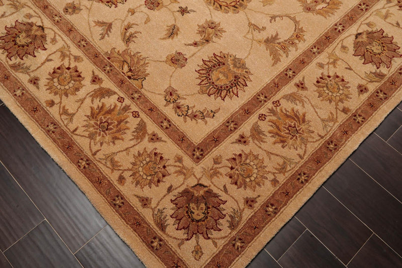 7'9" x 9'9" Handmade 100% Wool Oriental Area Rug Tan