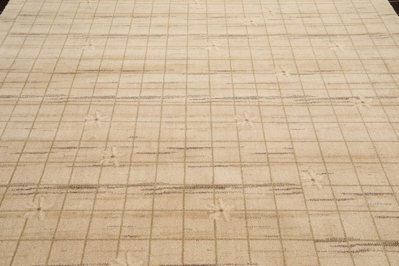 7'9" x 10'9" Machine Made 100% Wool Modern Oriental Area Rug Beige Mint