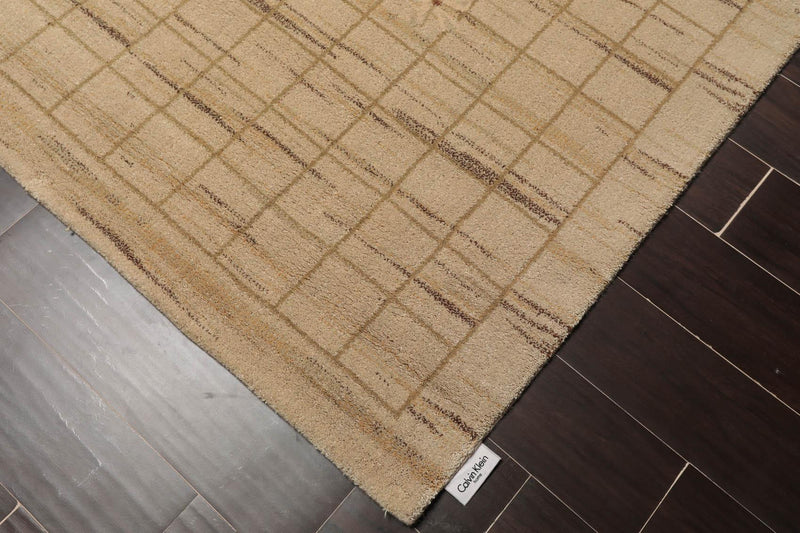 7'9" x 10'9" Machine Made 100% Wool Modern Oriental Area Rug Beige Mint