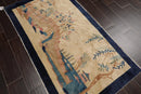 5'1''x2'11'' Antique Art Deco Peking Hand Knotted Wool Oriental Area Rug Beige