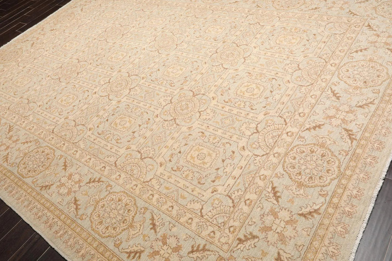 9' x 12' Hand Knotted 100% Wool Chobi Peshawar Oriental Area Rug Gray Beige