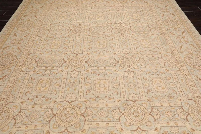 9' x 12' Hand Knotted 100% Wool Chobi Peshawar Oriental Area Rug Gray Beige