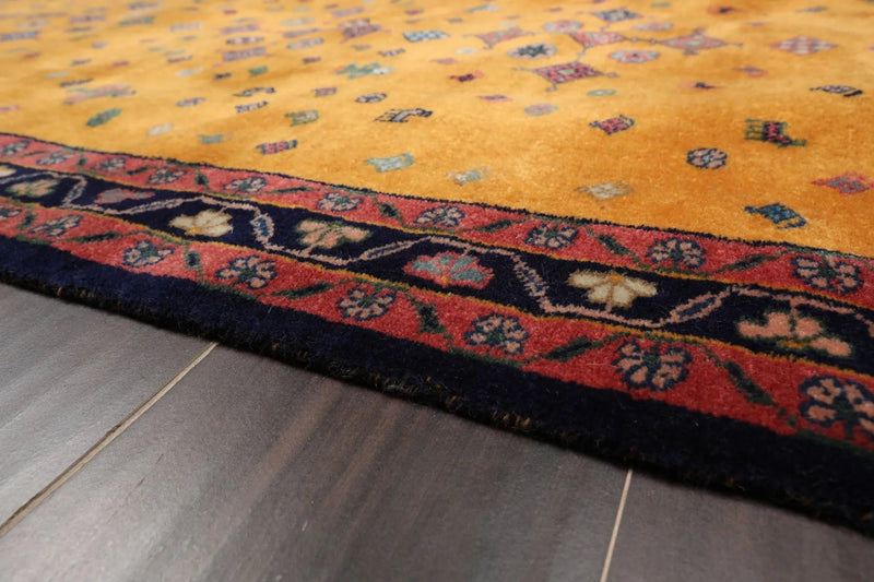 4'x6' Gold Hand Knotted Geometric Traditional 250 KPSI  Persian Wool Oriental Area Rug